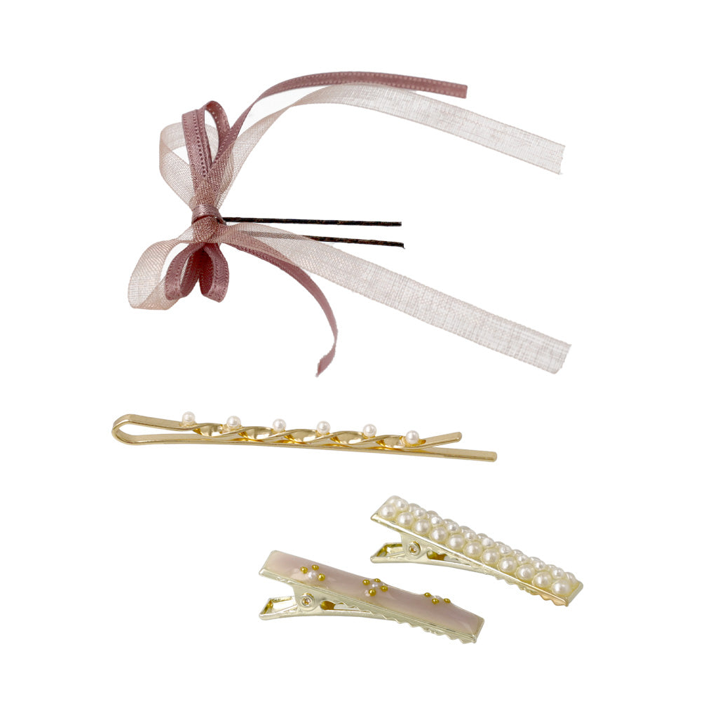 ヘアアレンジセット 5個セット（リボンUピン/ミニクリップ/ピン）