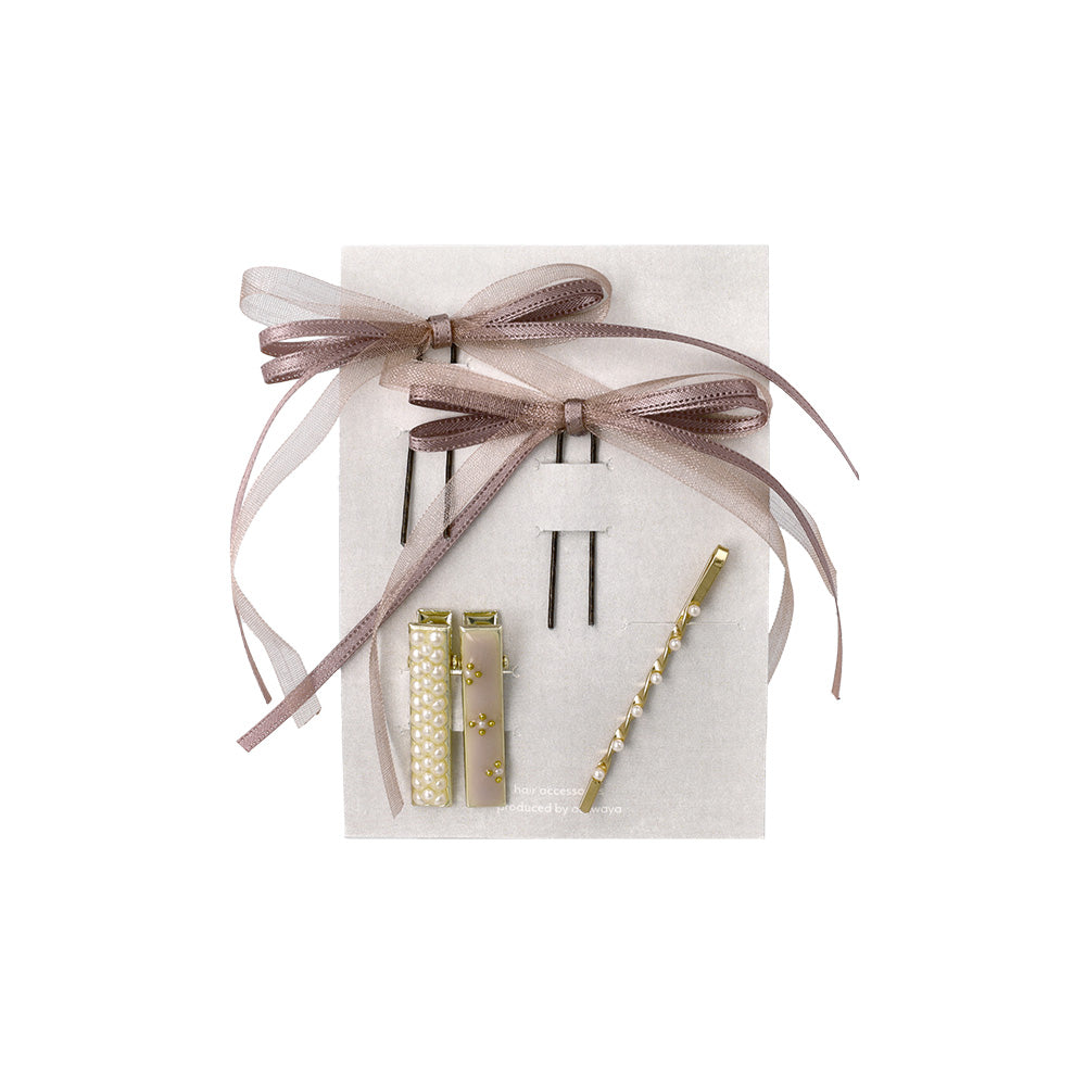 ヘアアレンジセット 5個セット（リボンUピン/ミニクリップ/ピン）