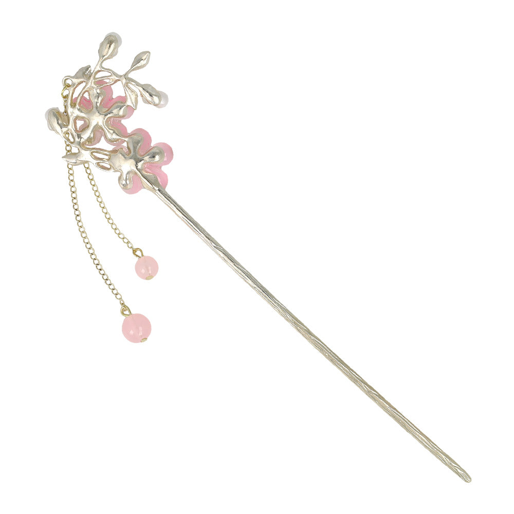 かんざし hair stick メタル フラワー パール チェーン 下がり