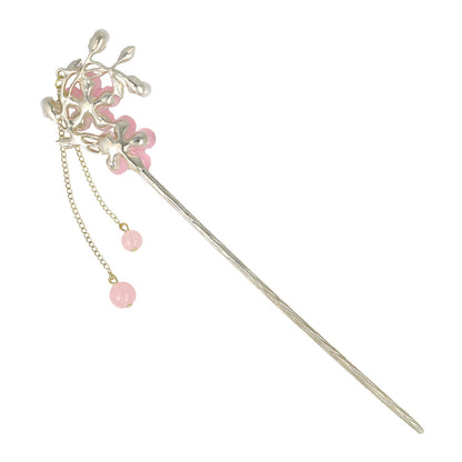 かんざし hair stick メタル フラワー パール チェーン 下がり