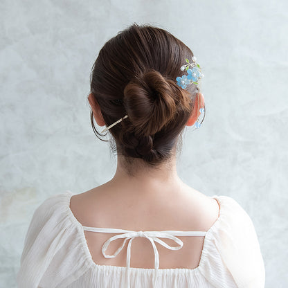 かんざし hair stick メタル フラワー パール チェーン 下がり
