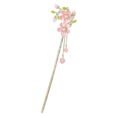 かんざし hair stick メタル フラワー パール チェーン 下がり