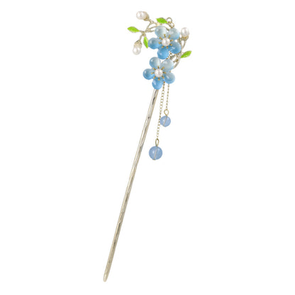 かんざし hair stick メタル フラワー パール チェーン 下がり