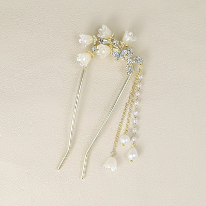 かんざし hair stick スズラン パール チェーン 下がり U字