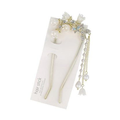 かんざし hair stick スズラン パール チェーン 下がり U字