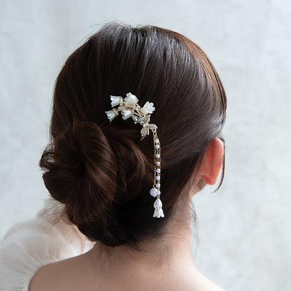 かんざし hair stick スズラン パール チェーン 下がり U字
