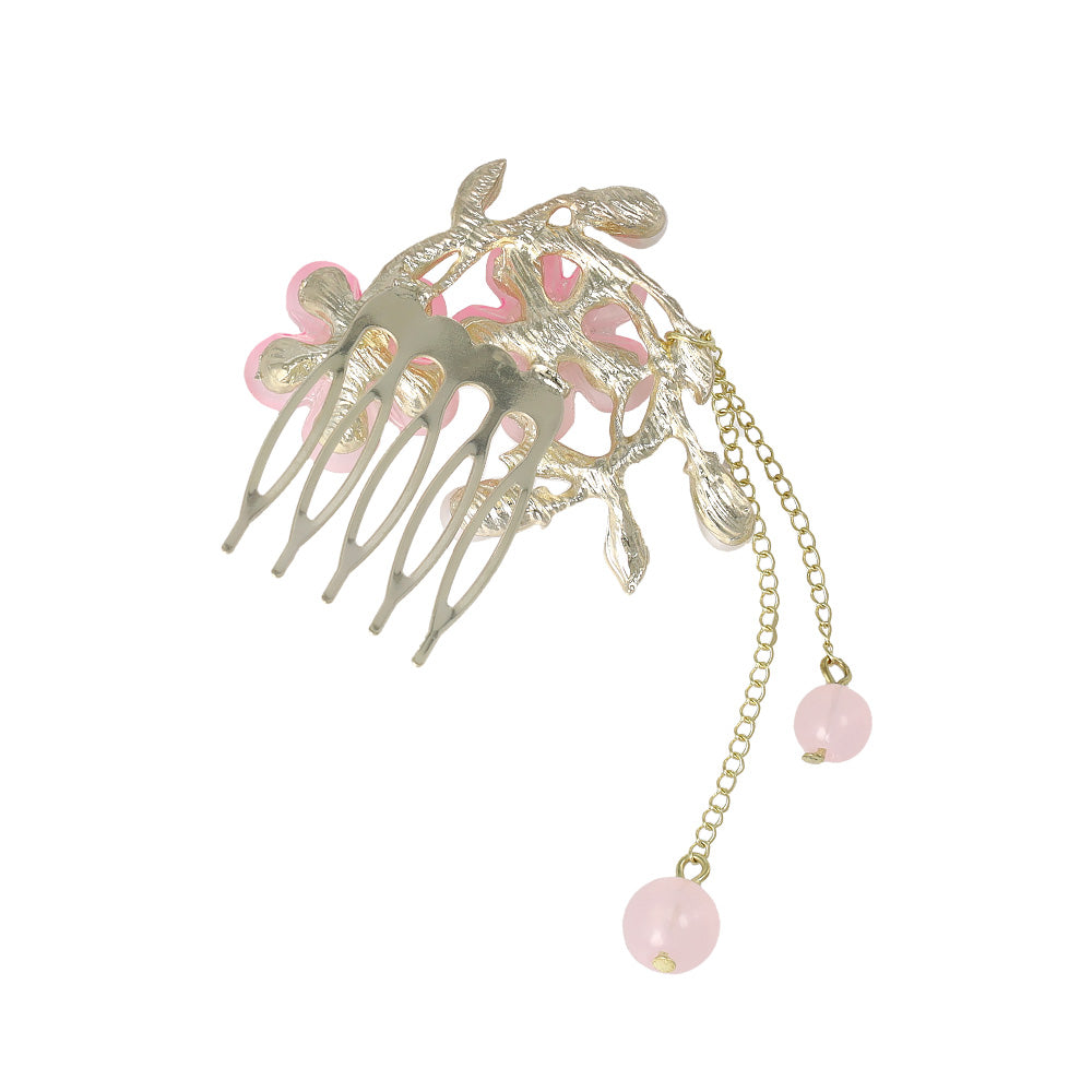 コーム hair stick フラワー パール チェーン 下がり ワイヤーコーム ヘアコーム