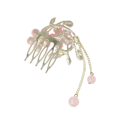 コーム hair stick フラワー パール チェーン 下がり ワイヤーコーム ヘアコーム