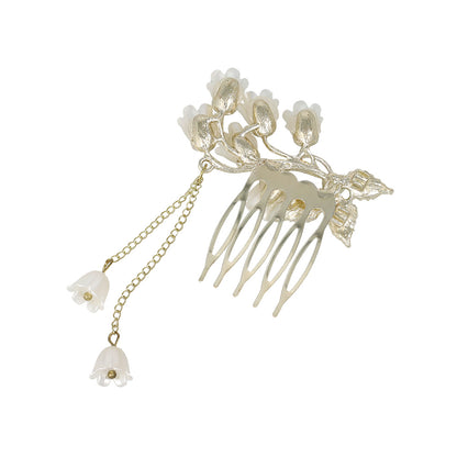 コーム hair stick フラワー パール チェーン 下がり ワイヤーコーム ヘアコーム