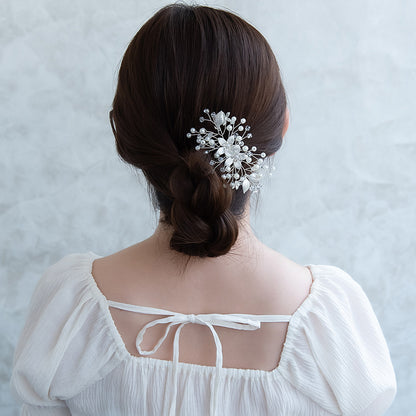 Classy コーム メタル フラワー プラパール ストーン ワイヤー ワイヤーコーム ヘアコーム