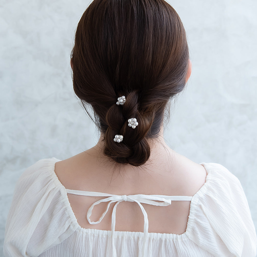 Classy ヘアピン ダブル ストーン パール ミックスカラー Uピン