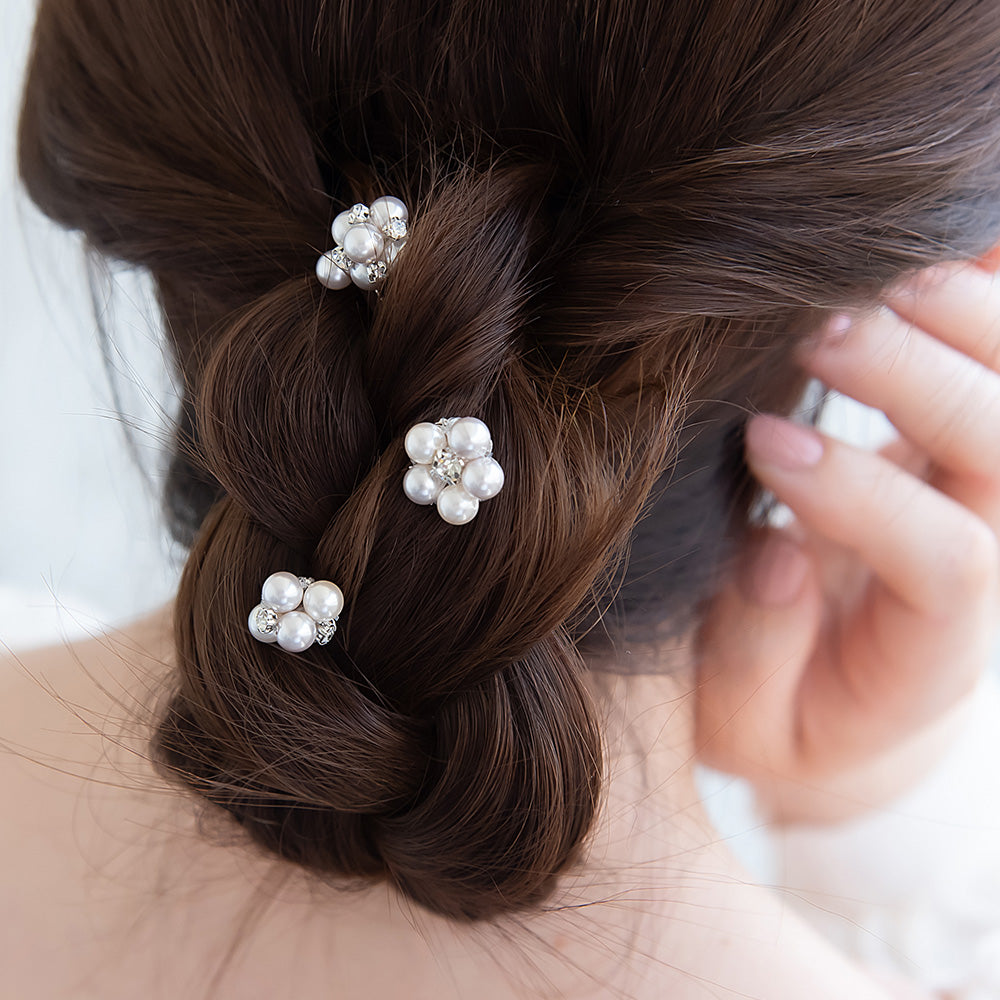 Classy ヘアピン ダブル ストーン パール ミックスカラー Uピン