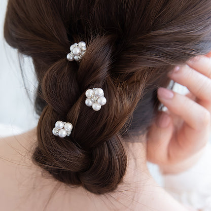 Classy ヘアピン ダブル ストーン パール ミックスカラー Uピン