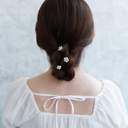 Classy ヘアピン ストーン パール ミックスカラー フラワー Uピン