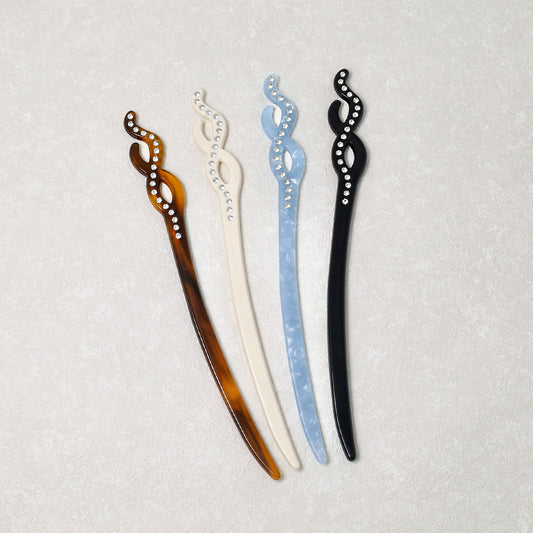 かんざし hair stick ストーン マーブル カラー クロス ウエーブ