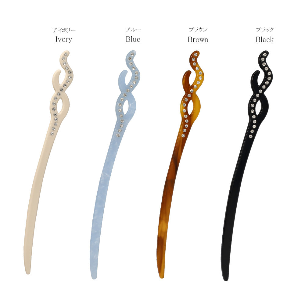 かんざし hair stick ストーン マーブル カラー クロス ウエーブ