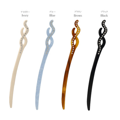 かんざし hair stick ストーン マーブル カラー クロス ウエーブ
