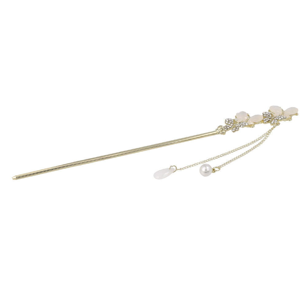 かんざし hair stick メタル 蝶 ドロップ パール ストーン チェーン 下がり ヘアスティック
