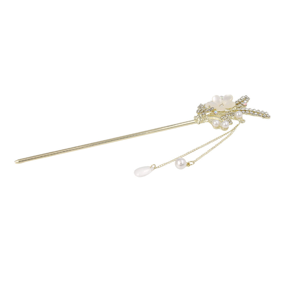 かんざし hair stick メタル 蝶 フラワー リーフ ドロップ パール ストーン チェーン 下がり ヘアスティック