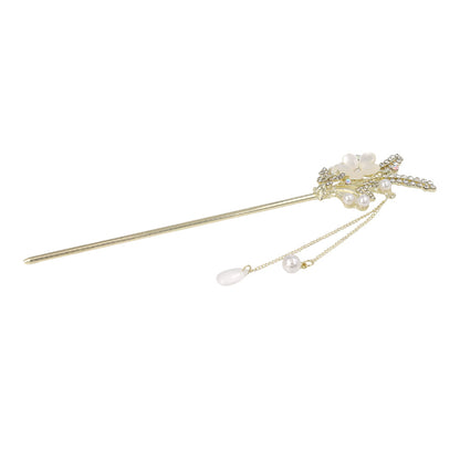 かんざし hair stick メタル 蝶 フラワー リーフ ドロップ パール ストーン チェーン 下がり ヘアスティック