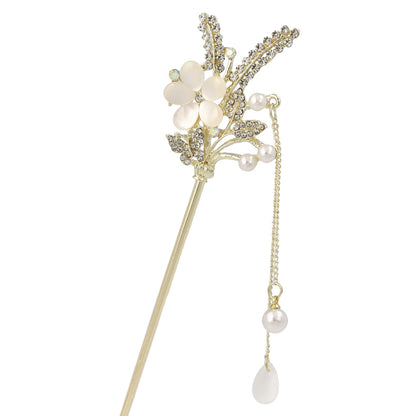 かんざし hair stick メタル 蝶 フラワー リーフ ドロップ パール ストーン チェーン 下がり ヘアスティック