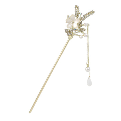かんざし hair stick メタル 蝶 フラワー リーフ ドロップ パール ストーン チェーン 下がり ヘアスティック