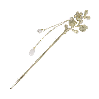 かんざし hair stick メタル フラワー パール ストーン チェーン 下がり