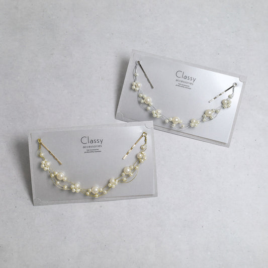 Classy ヘッドドレス メタル パール ワイヤー ヘアピン
