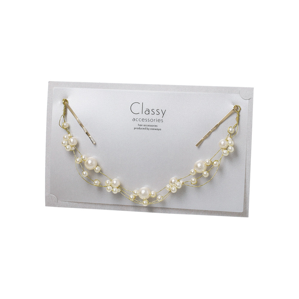 Classy ヘッドドレス メタル パール ワイヤー ヘアピン