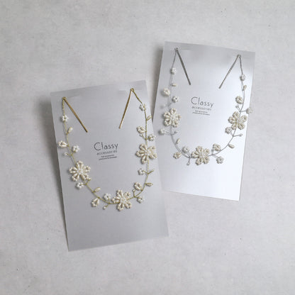 Classy ヘッドドレス メタル パール フラワー ワイヤー ヘアピン