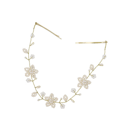 Classy ヘッドドレス メタル パール フラワー ワイヤー ヘアピン