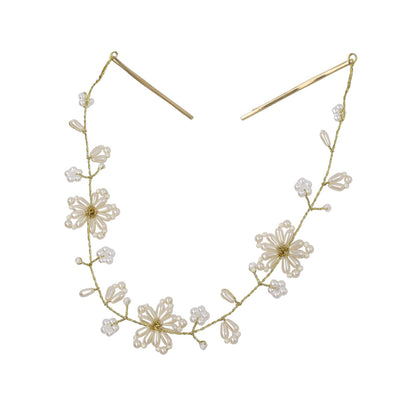 Classy ヘッドドレス メタル パール フラワー ワイヤー ヘアピン