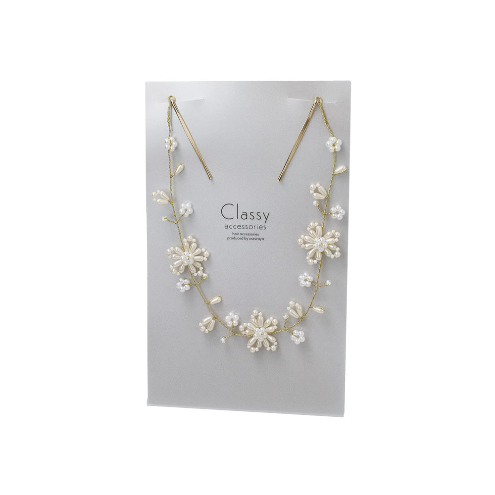 Classy ヘッドドレス メタル パール フラワー ワイヤー ヘアピン