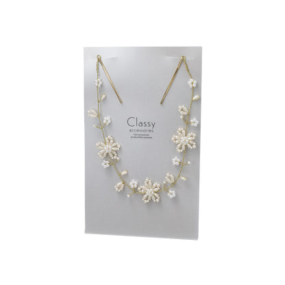 Classy ヘッドドレス メタル パール フラワー ワイヤー ヘアピン