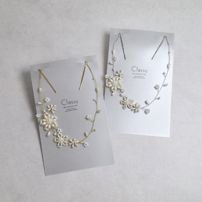 Classy ヘッドドレス メタル パール フラワー ワイヤー ヘアピン