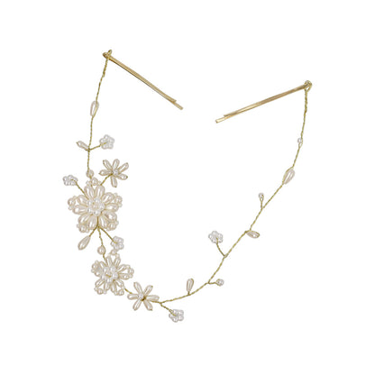 Classy ヘッドドレス メタル パール フラワー ワイヤー ヘアピン