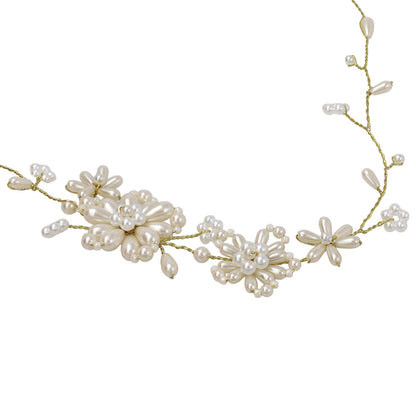 Classy ヘッドドレス メタル パール フラワー ワイヤー ヘアピン
