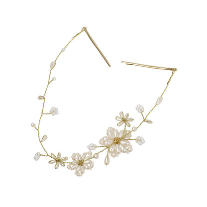 Classy ヘッドドレス メタル パール フラワー ワイヤー ヘアピン