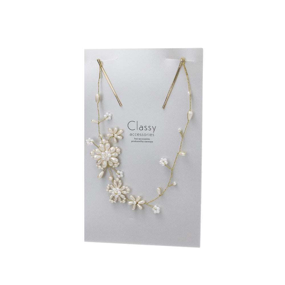 Classy ヘッドドレス メタル パール フラワー ワイヤー ヘアピン