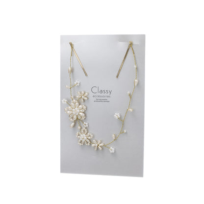 Classy ヘッドドレス メタル パール フラワー ワイヤー ヘアピン