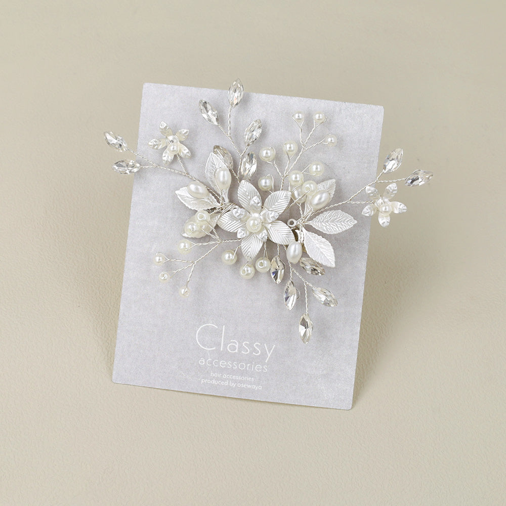 Classy ヘアクリップ メタル フラワー プラパール ワイヤー ストーン
