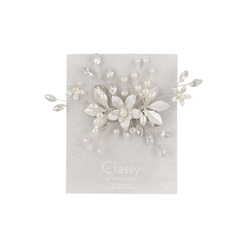 Classy ヘアクリップ メタル フラワー プラパール ワイヤー ストーン