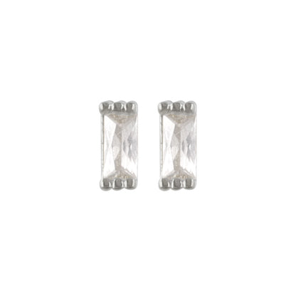 樹脂ピアス ニッケルフリー メタル キュービックジルコニア ミニ レクタングル ストーン スタッドピアス