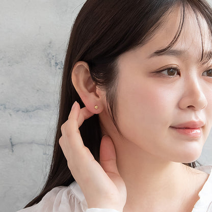 樹脂ピアス ニッケルフリー メタル ミニ ハート ミル打ち スタッドピアス
