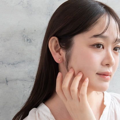 樹脂ピアス ニッケルフリー メタル ミニ ハート ミル打ち スタッドピアス