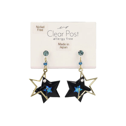 樹脂ピアス ニッケルフリー メタル 星 宇宙 カラー ストーン グリッター スタッドピアス