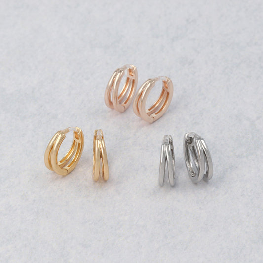 樹脂ピアス ニッケルフリー メタル ダブルライン フープピアス