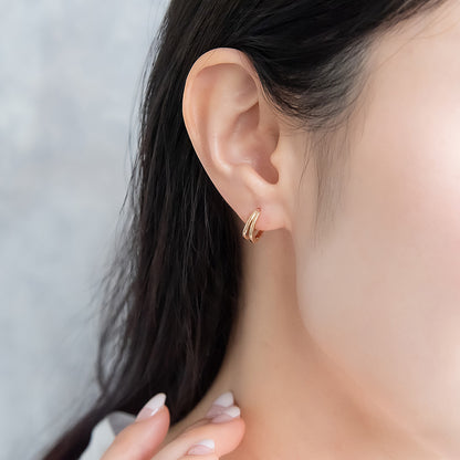 樹脂ピアス ニッケルフリー メタル ダブルライン フープピアス