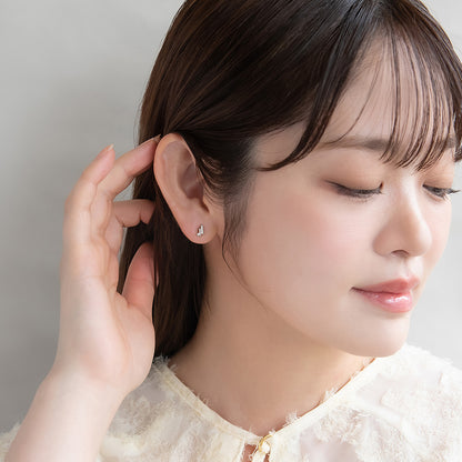ダブル バー ストーン セラミックポスト スタッドピアス