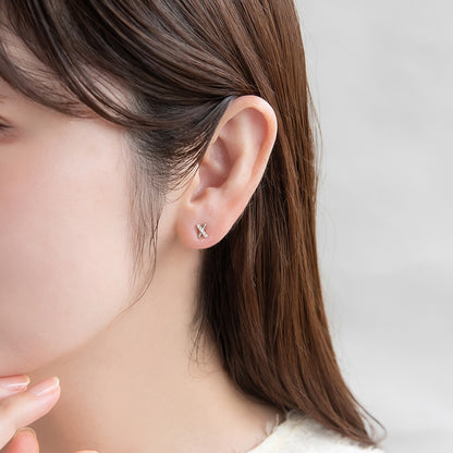 バー クロス ストーン セラミックポスト スタッドピアス